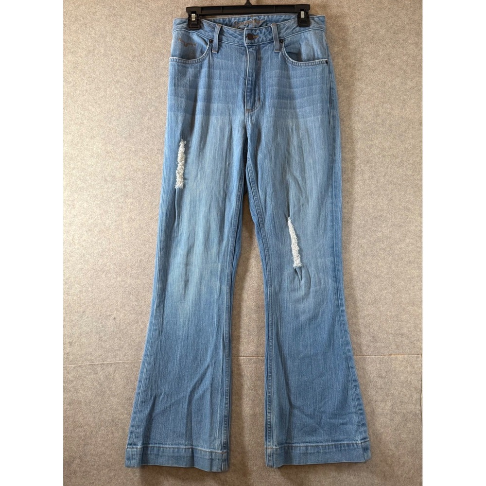 Kimes Ranch Jennifer Jeans 4/32 Western Flare Light Wash Distressed Blue Denim - Picture 2 of 11